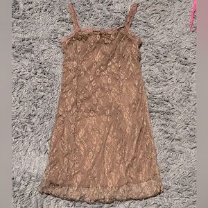 Brown Lace Mini Dress